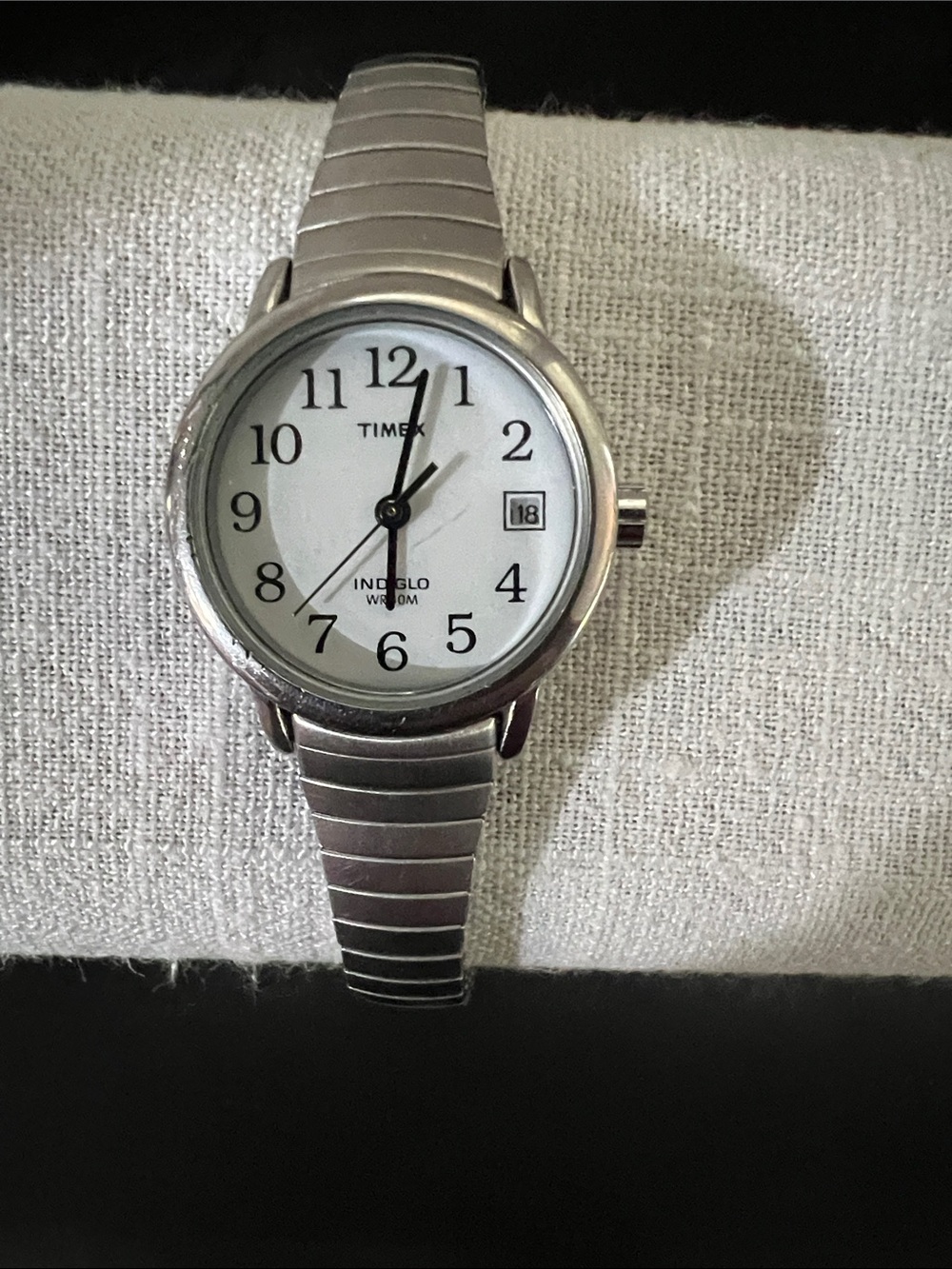 Timex Silver and White Ladies’ Analog Watch with Date